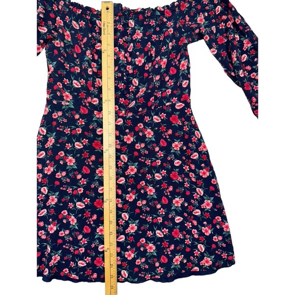 B. Darlin Womens Navy Floral-Printed Mini Fit & Flare Dress Juniors 7/8 Lined - Picture 6 of 11